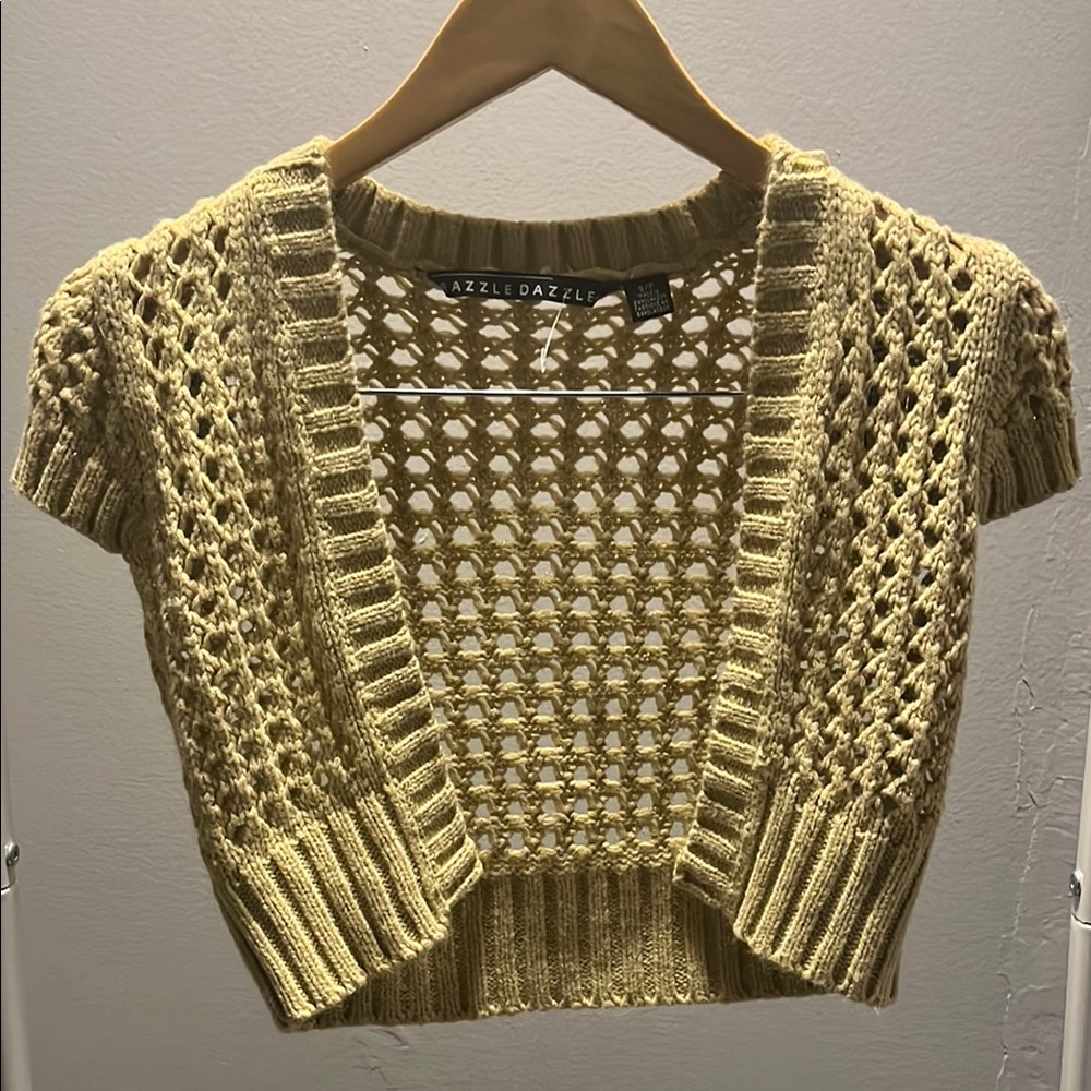 RAZZLE DAZZLE Kids Size Small NWOT Gold/Beige Sparkly Knit Cardigan $25